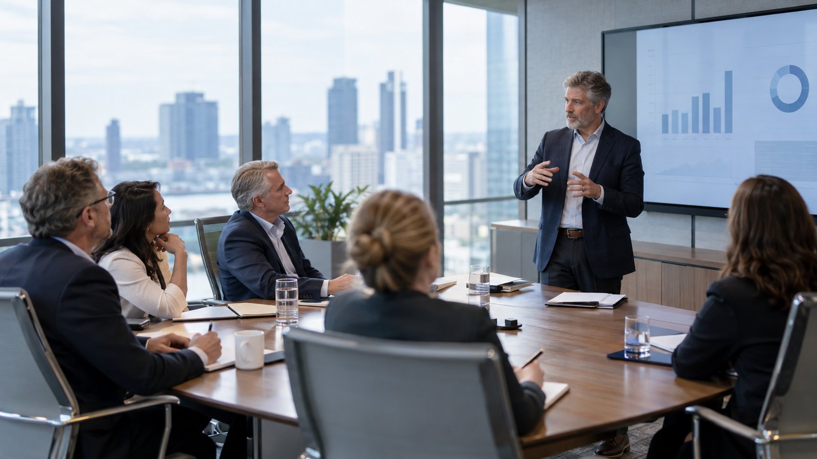 Experienced executives attending a corporate governance training session.